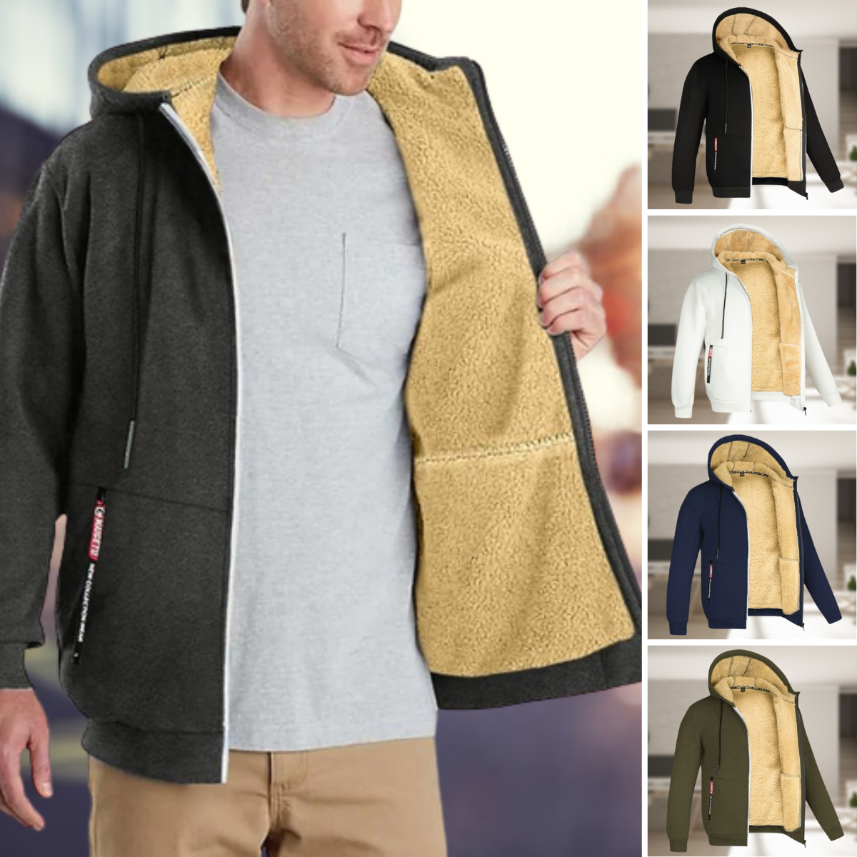 Josef™ - Lässige Herren Winterjacke mit Kapuze und Fleece